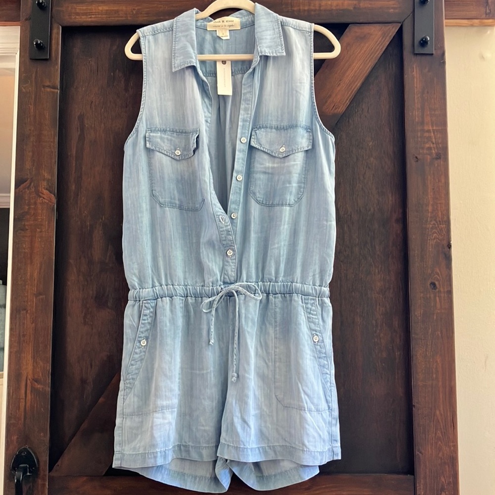 Anthropologie Light Blue Denim Romper